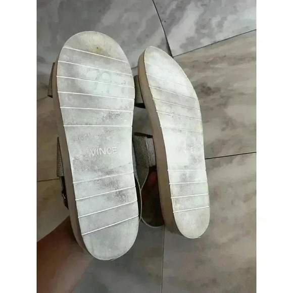 Vince Women’s Leather Two Strap Sandal Gray Woodsmoke Size 8 - Picture 6 of 7